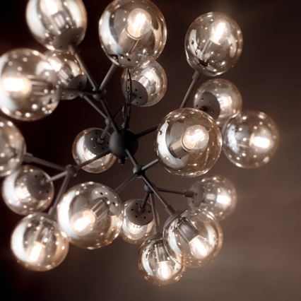 Ideal Lux - Lustr na řetězu KEPLER 18xE27/42W/230V pr. 69 cm černá/kouřová