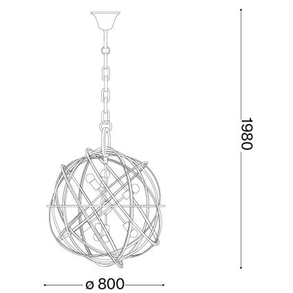 Ideal Lux - Lustr na řetězu KONSE 7xE27/60W/230V pr. 80 cm zlatá