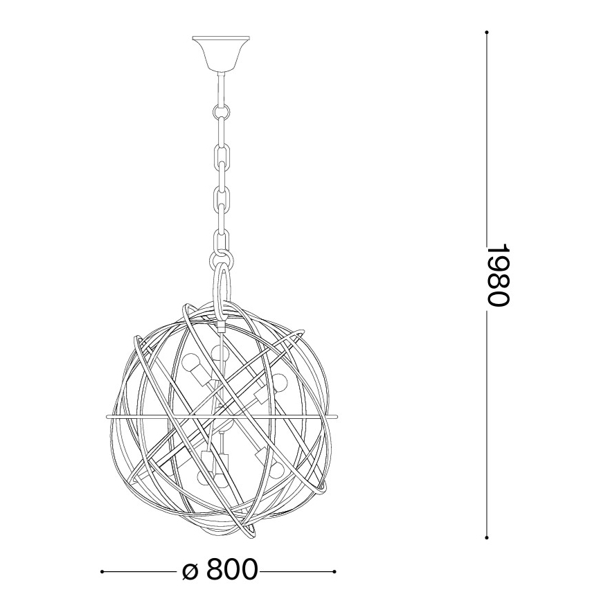 Ideal Lux - Lustr na řetězu KONSE 7xE27/60W/230V pr. 80 cm zlatá