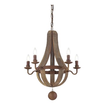 Ideal Lux - Lustr na řetězu MILLENNIUM 5xE14/40W/230V pr. 52 cm bříza/hnědá