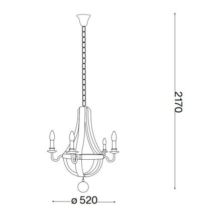 Ideal Lux - Lustr na řetězu MILLENNIUM 5xE14/40W/230V pr. 52 cm bříza/hnědá