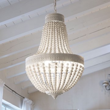 Ideal Lux - Lustr na řetězu MONET 5xE14/40W/230V pr. 40 cm konopí/bílá