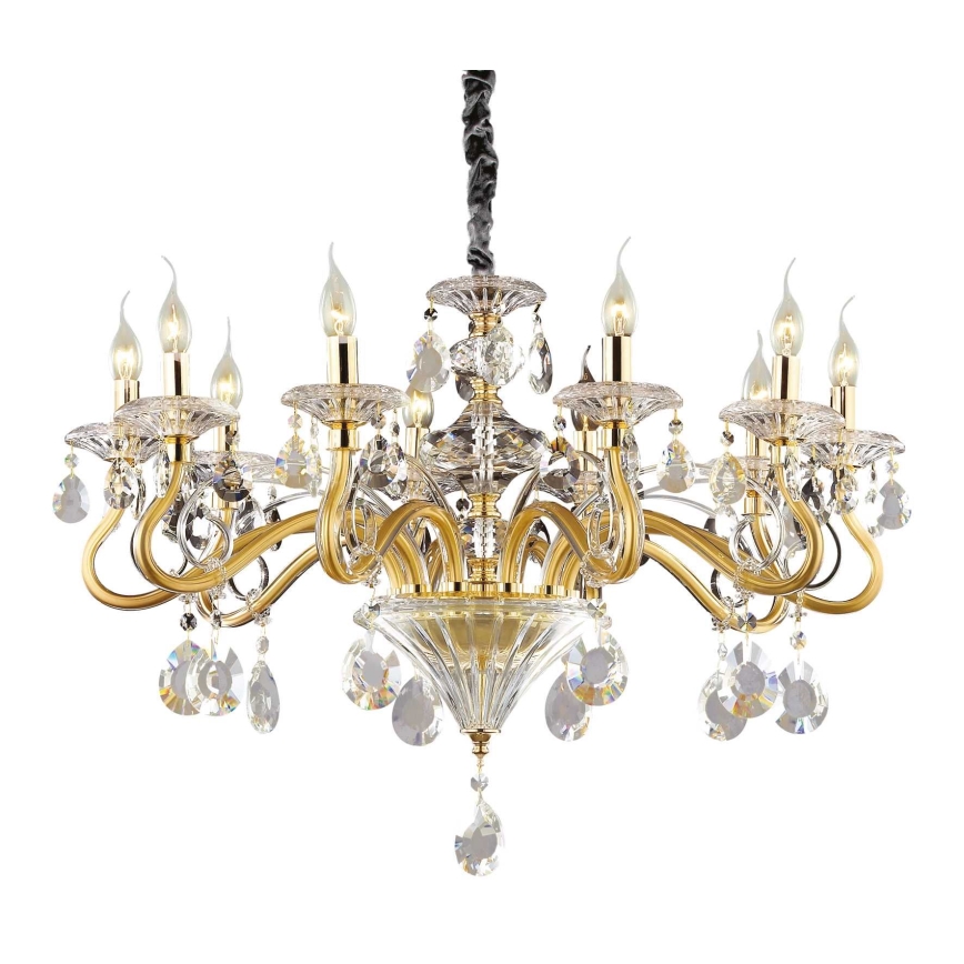 Ideal Lux - Křišťálový lustr na řetězu NEGRESCO 10xE14/28W/230V pr. 85 cm zlatá