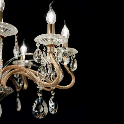 Ideal Lux - Křišťálový lustr na řetězu NEGRESCO 8xE14/28W/230V pr. 73,5 cm zlatá