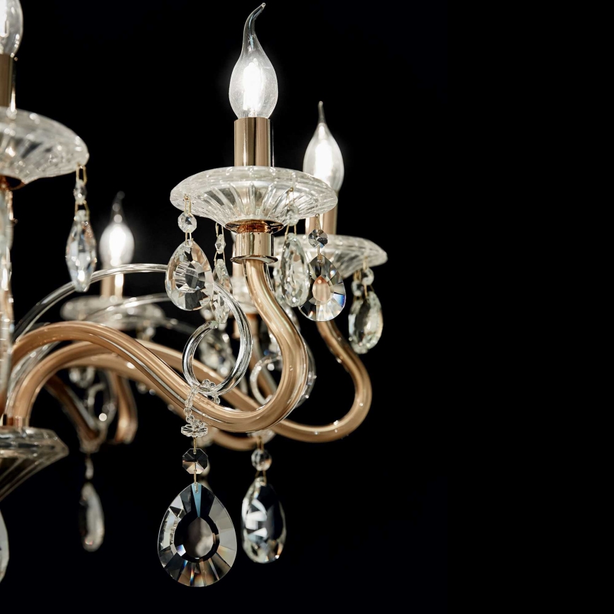 Ideal Lux - Křišťálový lustr na řetězu NEGRESCO 8xE14/28W/230V pr. 73,5 cm zlatá