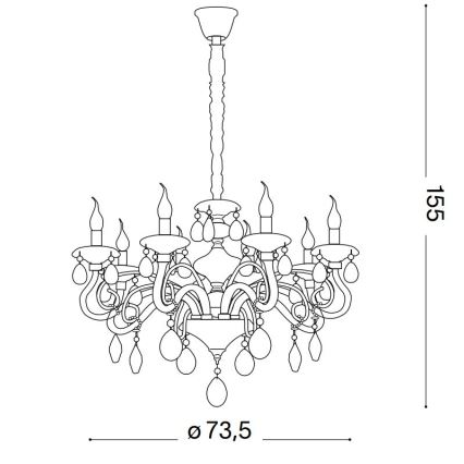 Ideal Lux - Křišťálový lustr na řetězu NEGRESCO 8xE14/28W/230V pr. 73,5 cm zlatá