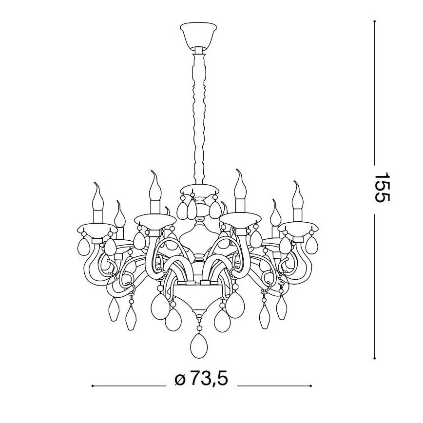 Ideal Lux - Křišťálový lustr na řetězu NEGRESCO 8xE14/28W/230V pr. 73,5 cm zlatá