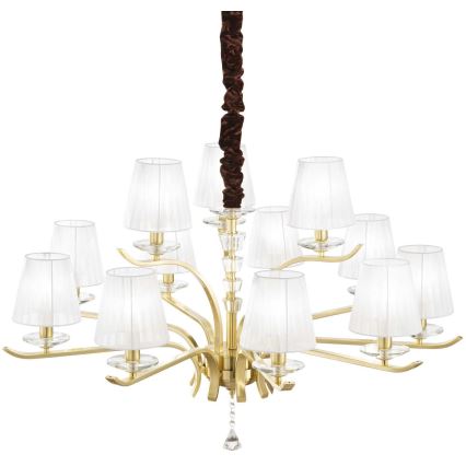 Ideal Lux - Křišťálový lustr na řetězu PEGASO 12xE14/28W/230V pr. 102 cm zlatá