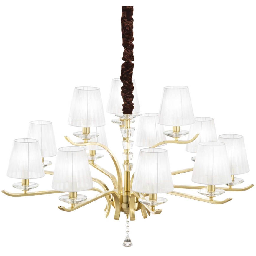 Ideal Lux - Křišťálový lustr na řetězu PEGASO 12xE14/28W/230V pr. 102 cm zlatá