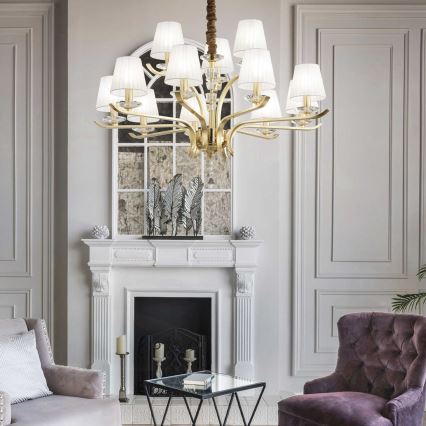 Ideal Lux - Křišťálový lustr na řetězu PEGASO 12xE14/28W/230V pr. 102 cm zlatá