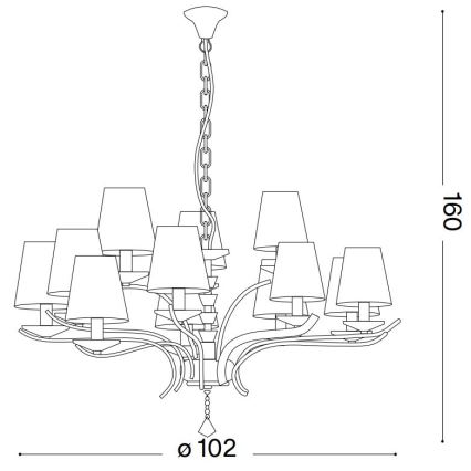 Ideal Lux - Křišťálový lustr na řetězu PEGASO 12xE14/28W/230V pr. 102 cm zlatá