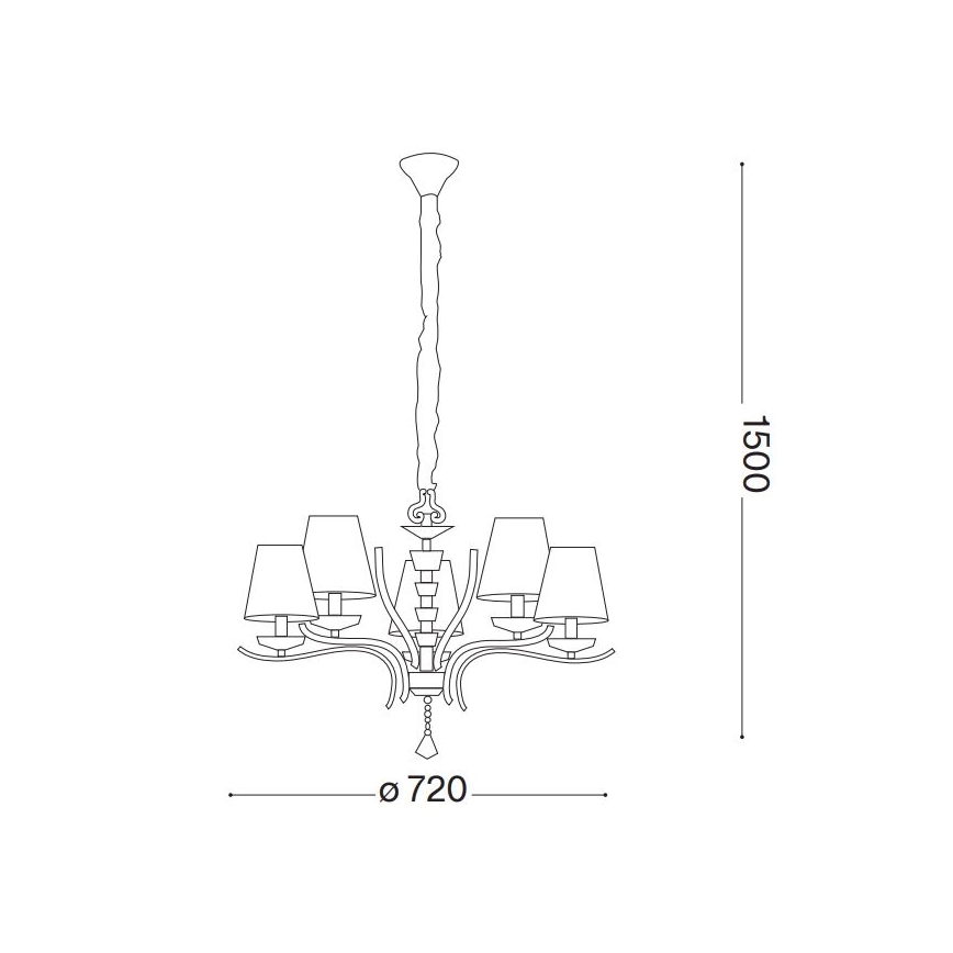 Ideal Lux - Křišťálový lustr na řetězu PEGASO 5xE14/28W/230V pr. 72 cm zlatá