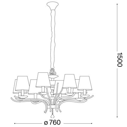 Ideal Lux - Křišťálový lustr na řetězu PEGASO 8xE14/28W/230V pr. 76 cm zlatá