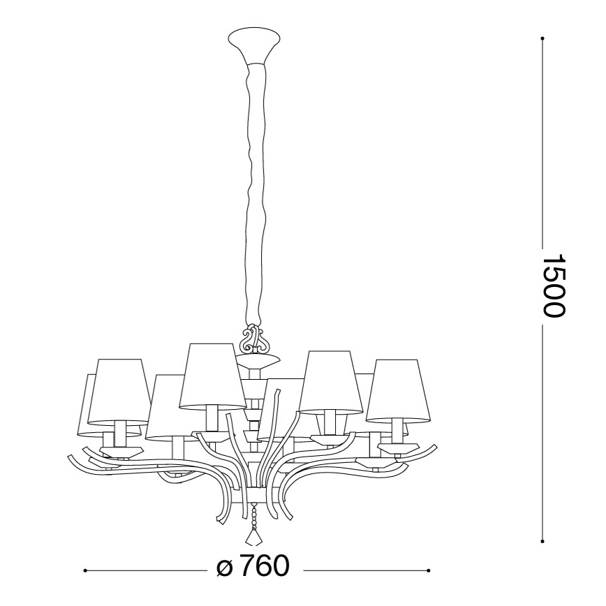 Ideal Lux - Křišťálový lustr na řetězu PEGASO 8xE14/28W/230V pr. 76 cm zlatá