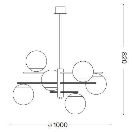 Ideal Lux - Lustr na tyči GOURMET 6xE14/28W/230V pr. 100 cm zlatá