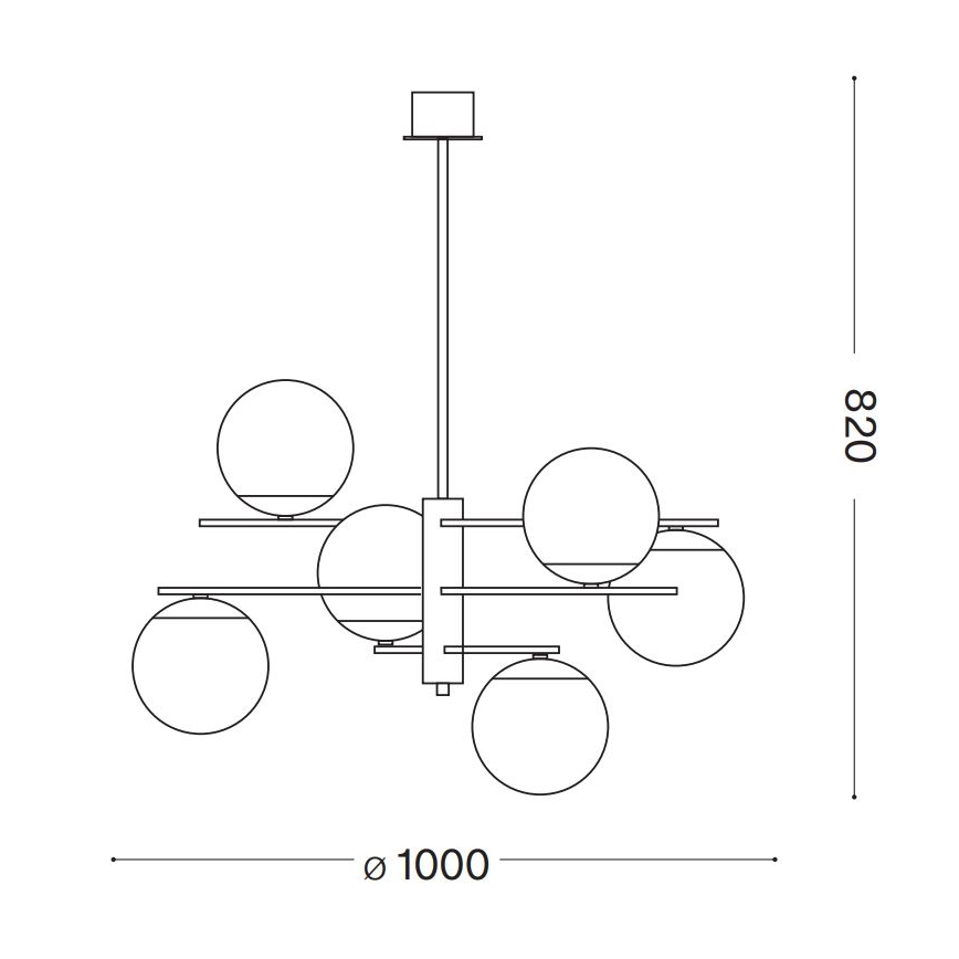 Ideal Lux - Lustr na tyči GOURMET 6xE14/28W/230V pr. 100 cm zlatá