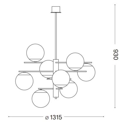 Ideal Lux - Lustr na tyči GOURMET 9xE14/28W/230V pr. 131,5 cm zlatá
