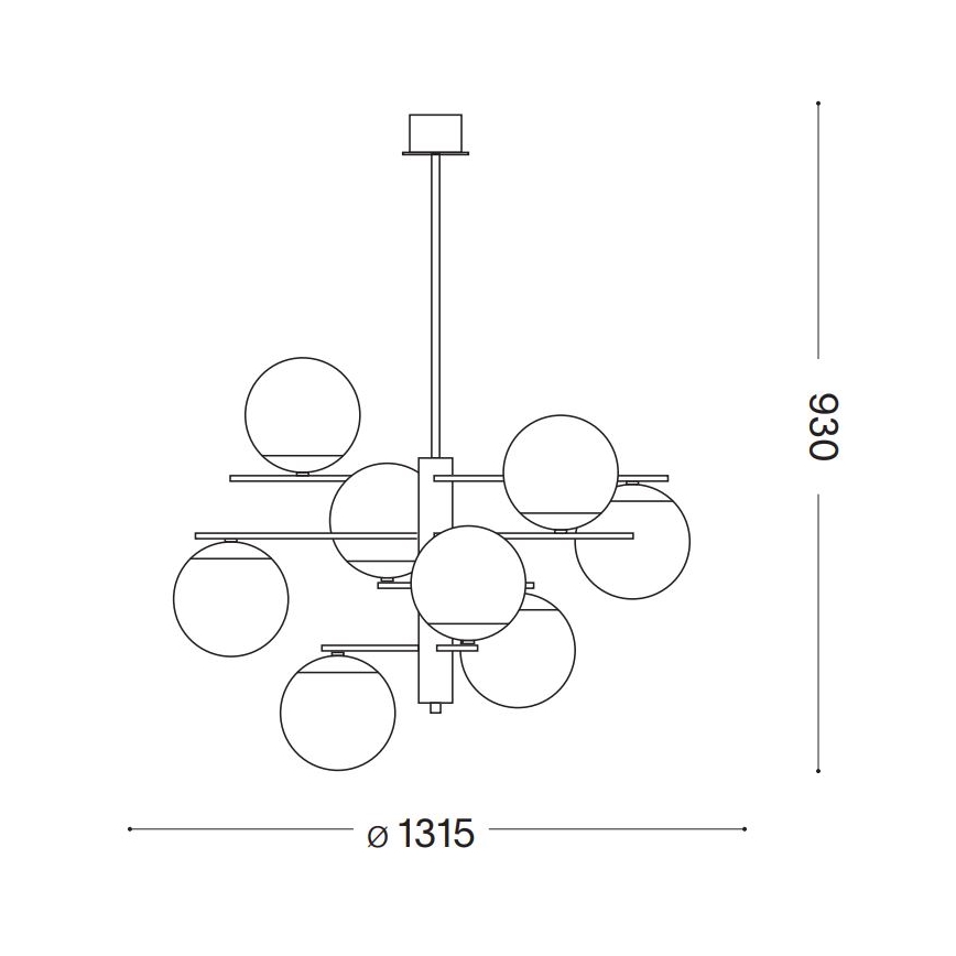 Ideal Lux - Lustr na tyči GOURMET 9xE14/28W/230V pr. 131,5 cm zlatá