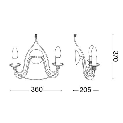 Ideal Lux - Nástěnná lampa CORTE 2xE14/40W/230V měď