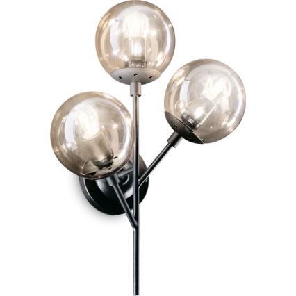 Ideal Lux - Nástěnná lampa KEPLER 3xE27/42W/230V černá/kouřová