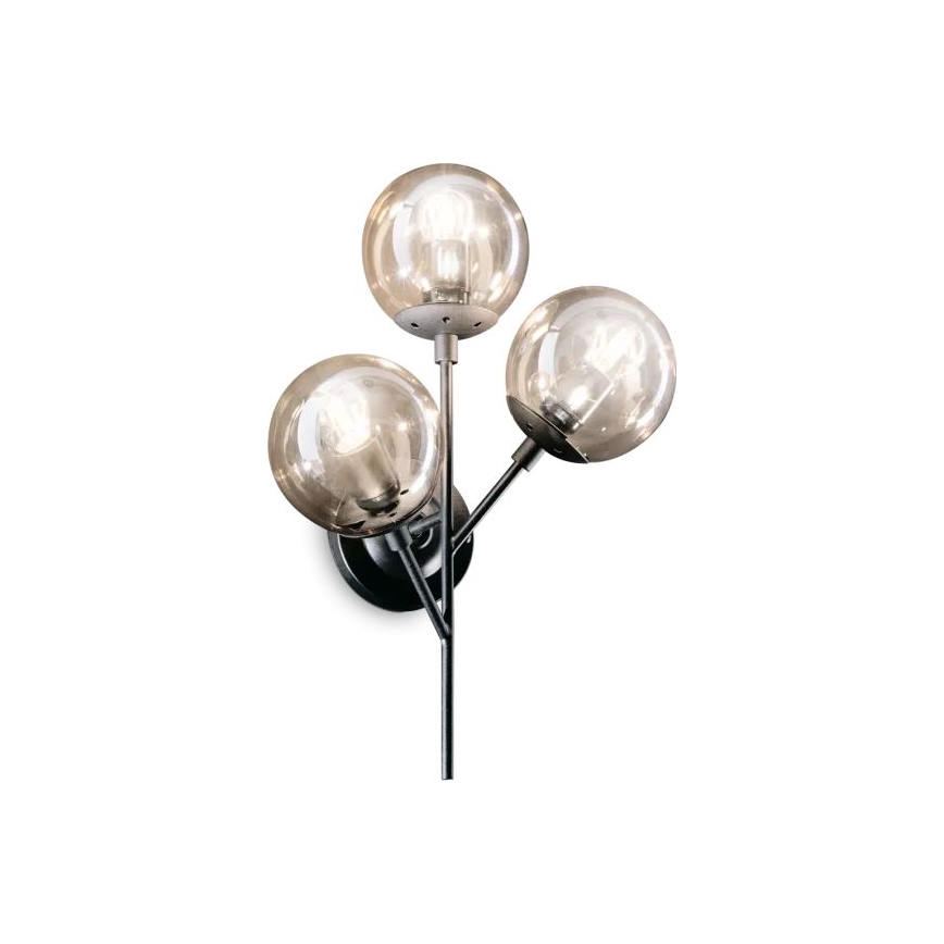 Ideal Lux - Nástěnná lampa KEPLER 3xE27/42W/230V černá/kouřová