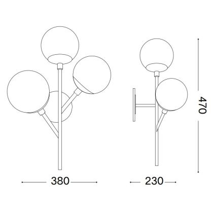Ideal Lux - Nástěnná lampa KEPLER 3xE27/42W/230V černá/kouřová