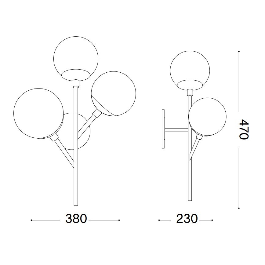 Ideal Lux - Nástěnná lampa KEPLER 3xE27/42W/230V černá/kouřová
