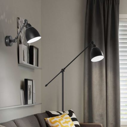Ideal Lux - Nástěnná lampa NEWTON 1xE27/42W/230V černá