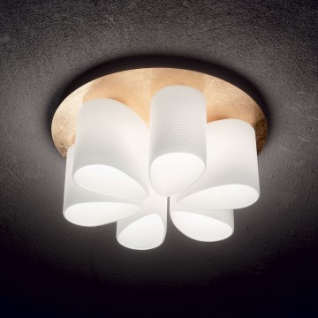 Ideal Lux - Stropní svítidlo DAISY 6xE27/52W/230V pr. 60 cm zlatá/bílá
