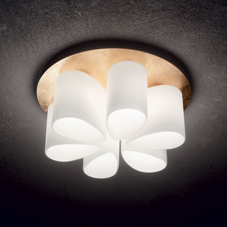 Ideal Lux - Stropní svítidlo DAISY 6xE27/52W/230V pr. 60 cm zlatá/bílá