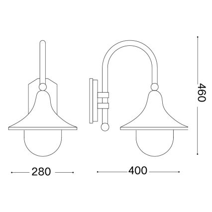 Ideal Lux - Venkovní nástěnná lampa CIMA 1xE27/52W/230V IP43 antracit