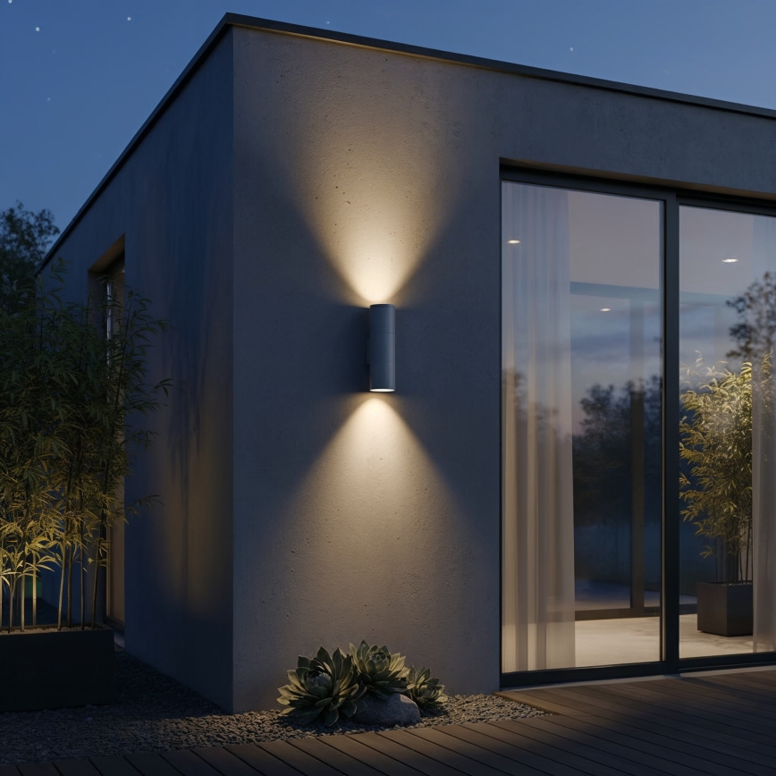 Ideal Lux - Venkovní nástěnné svítidlo GUN 1xGU10/35W/230V 21 cm IP44 šedá