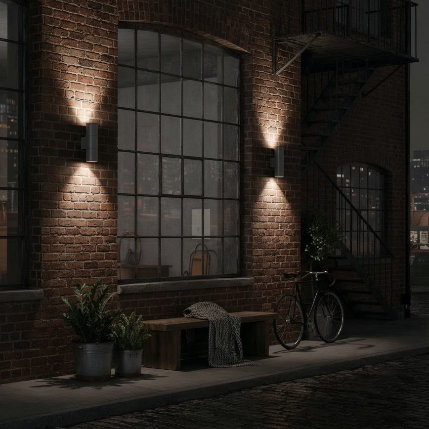 Ideal Lux - Venkovní nástěnné svítidlo GUN 2xGU10/35W/230V IP44 antracit