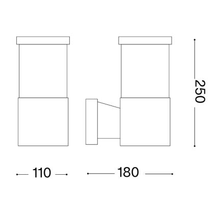Ideal Lux - Venkovní nástěnné svítidlo TRONCO 1xE27/42W/230V IP44 černá