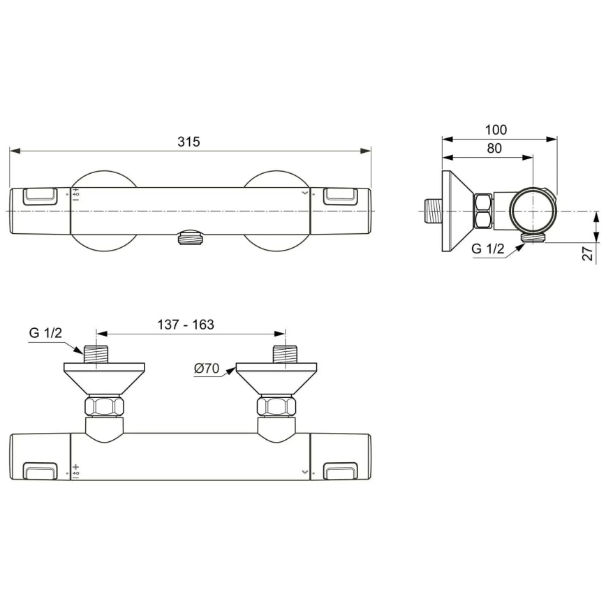 Ideal Standard A7201AA - Termostatická sprchová baterie CERATHERM T25 lesklý chrom