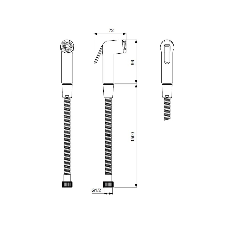 Ideal Standard BC180AA - Ruční bidetová sprška IDEALSPRAY 150 cm lesklý chrom