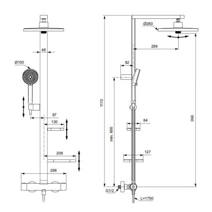 Ideal Standard BD583SI - Sprchová sada s termostatickou baterií CERATHERM ALU+ matný chrom