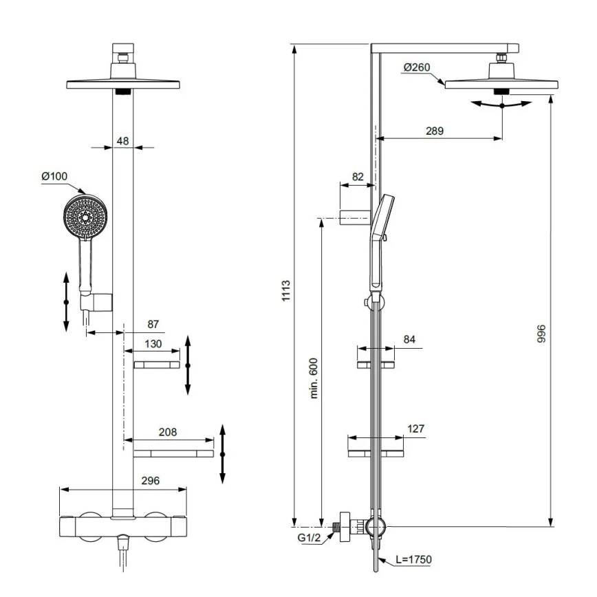 Ideal Standard BD583SI - Sprchová sada s termostatickou baterií CERATHERM ALU+ matný chrom