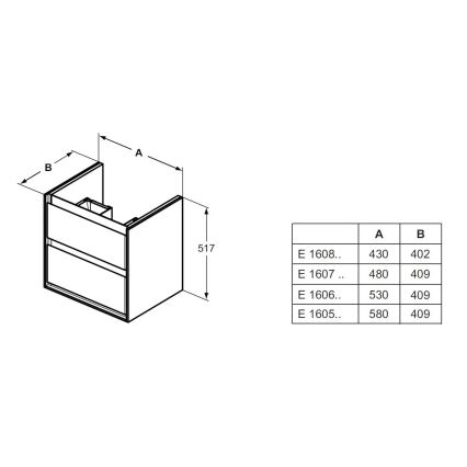 Ideal Standard E1606B2 - Koupelnová skříňka pod umyvadlo CONNECT AIR 53x40,9 cm bílá