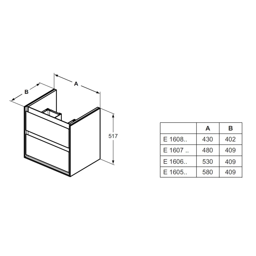 Ideal Standard E1606B2 - Koupelnová skříňka pod umyvadlo CONNECT AIR 53x40,9 cm bílá