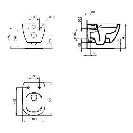 Ideal Standard T493201 - Závěsné WC Rimless TESI keramika/bílá