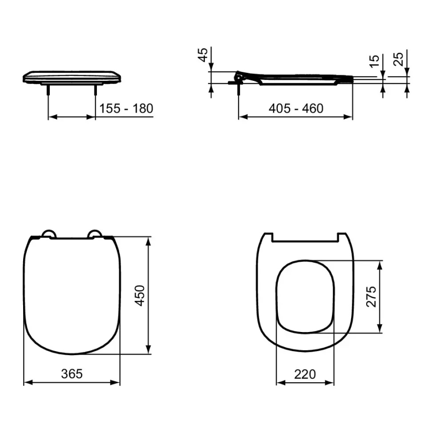 Ideal Standard T552201 - Záchodové prkénko SoftClose TESI bílá