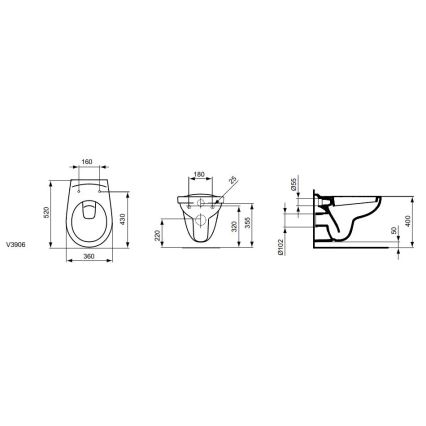 Ideal Standard V390601 - Závěsné WC EUROVIT keramika/bílá