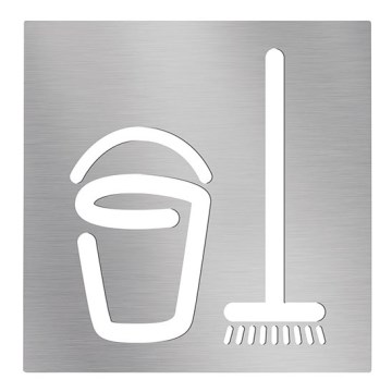 Ikona Úklidová místnost 12x12 cm nerez/stříbrná