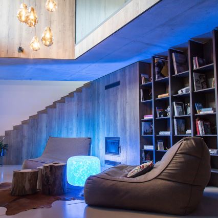 LED Nafukovací taburet s dálkovým ovladačem LED/5V/60cm