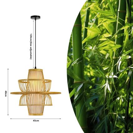 Lustr na lanku PINCHOS 1xE27/40W/230V pr. 45 cm bambus
