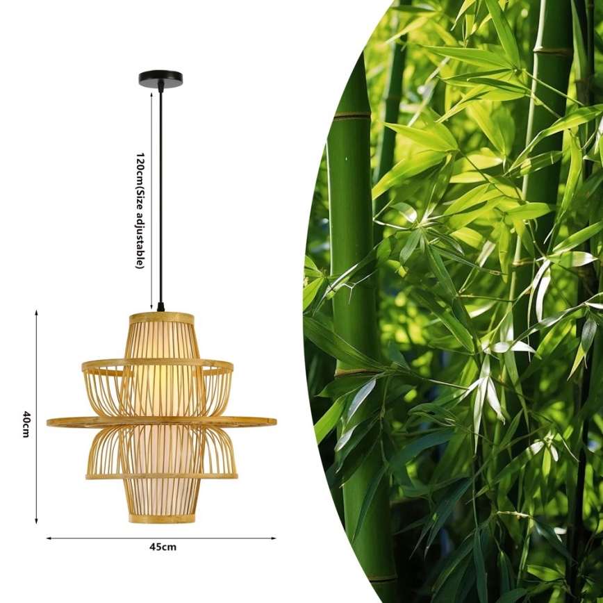 Lustr na lanku PINCHOS 1xE27/40W/230V pr. 45 cm bambus