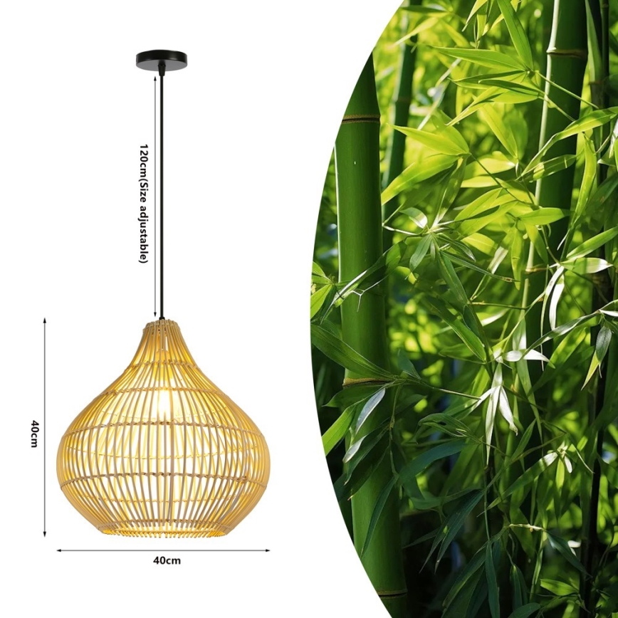 Lustr na lanku PELO 1xE27/40W/230V pr. 40 cm ratan