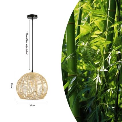 Lustr na lanku PELO 1xE27/40W/230V pr. 30 cm ratan