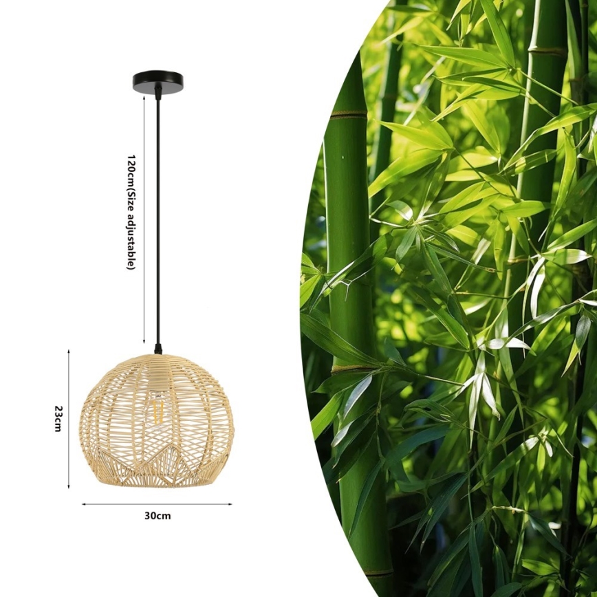 Lustr na lanku PELO 1xE27/40W/230V pr. 30 cm ratan